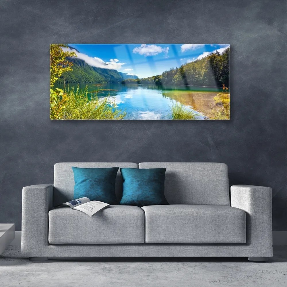 Obraz plexi Hory les príroda jazero 125x50 cm