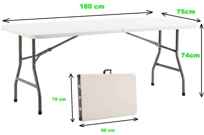 Skladací stôl 180 cm biely | jaks