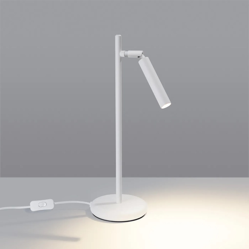 Stolná lampa Pastelo, 1x biele kovové tienidlo