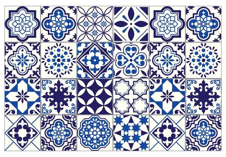 Sada 24 nástenných samolepiek Ambiance Decals Tiles Eusebio, 10 × 10 cm