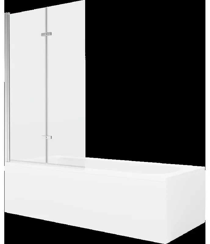 Mexen Vega obdĺžniková vaňa 170 x 70 cm s obkladom a 2-krídlovou zástenou 100 cm, Transparentné, Chrómová - 550117070X9210020100