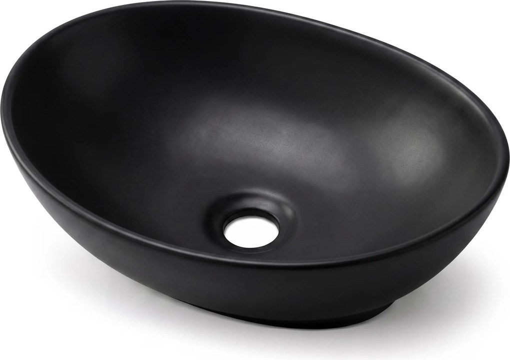 Keramické umyvadlo na desku OVALIS 41 cm matné černé