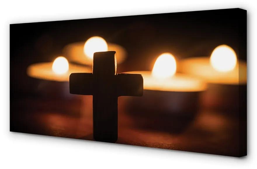 Obraz na plátne kríž sviečok 140x70 cm