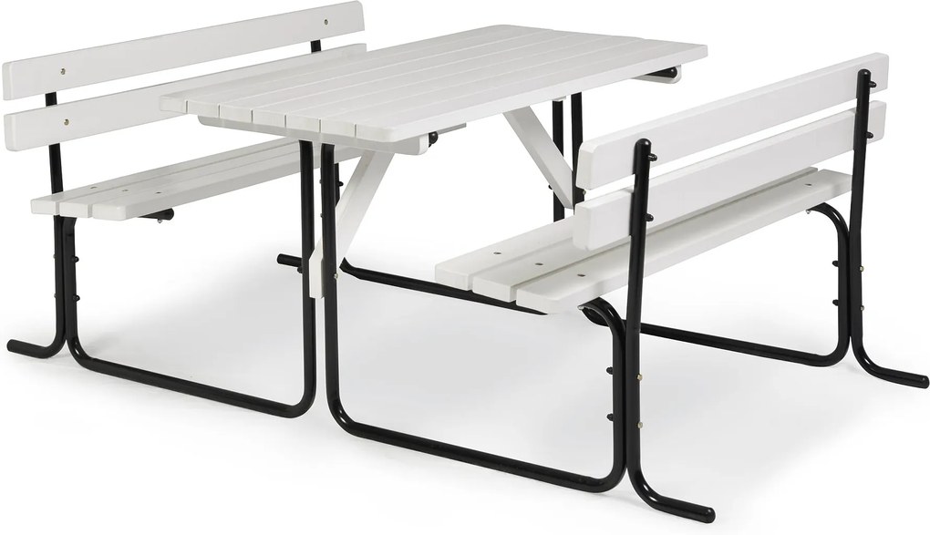 Piknikový stôl, 1500x2050 mm, borovica, biely lak