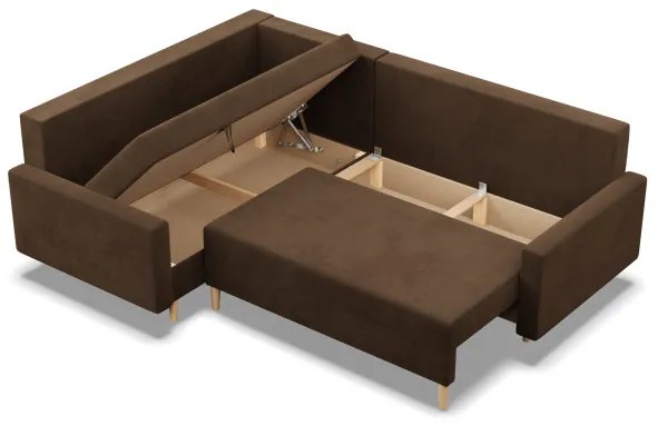 Rohová rozkladacia sedačka BLANK Comfort ľavá, hnedá