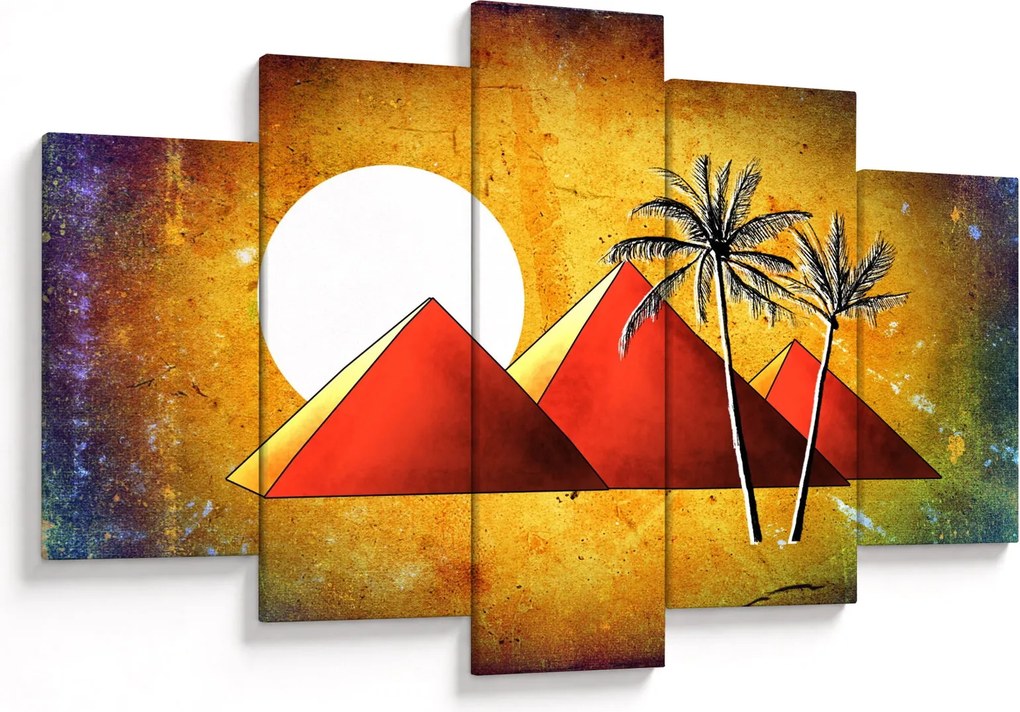 Obraz maľovaných egyptských pyramíd (150x105 cm)