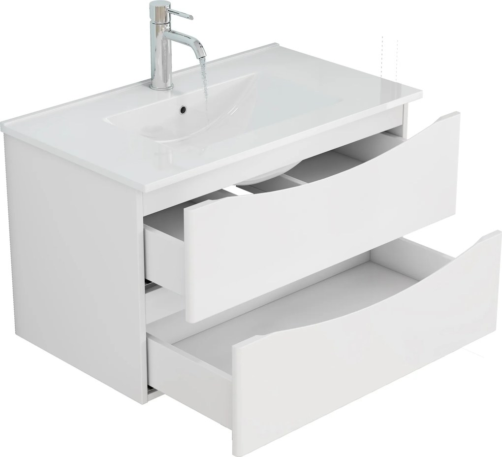 Závesná skrinka pod umývadlo Houseland Nirela 80 cm biela