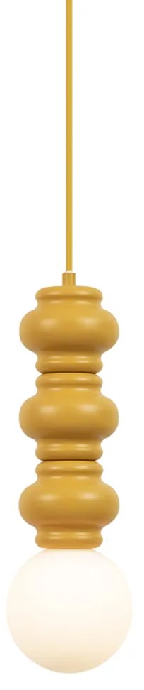 Retro závesné svietidlo horčicovo žlté s matným sklom - Fedde