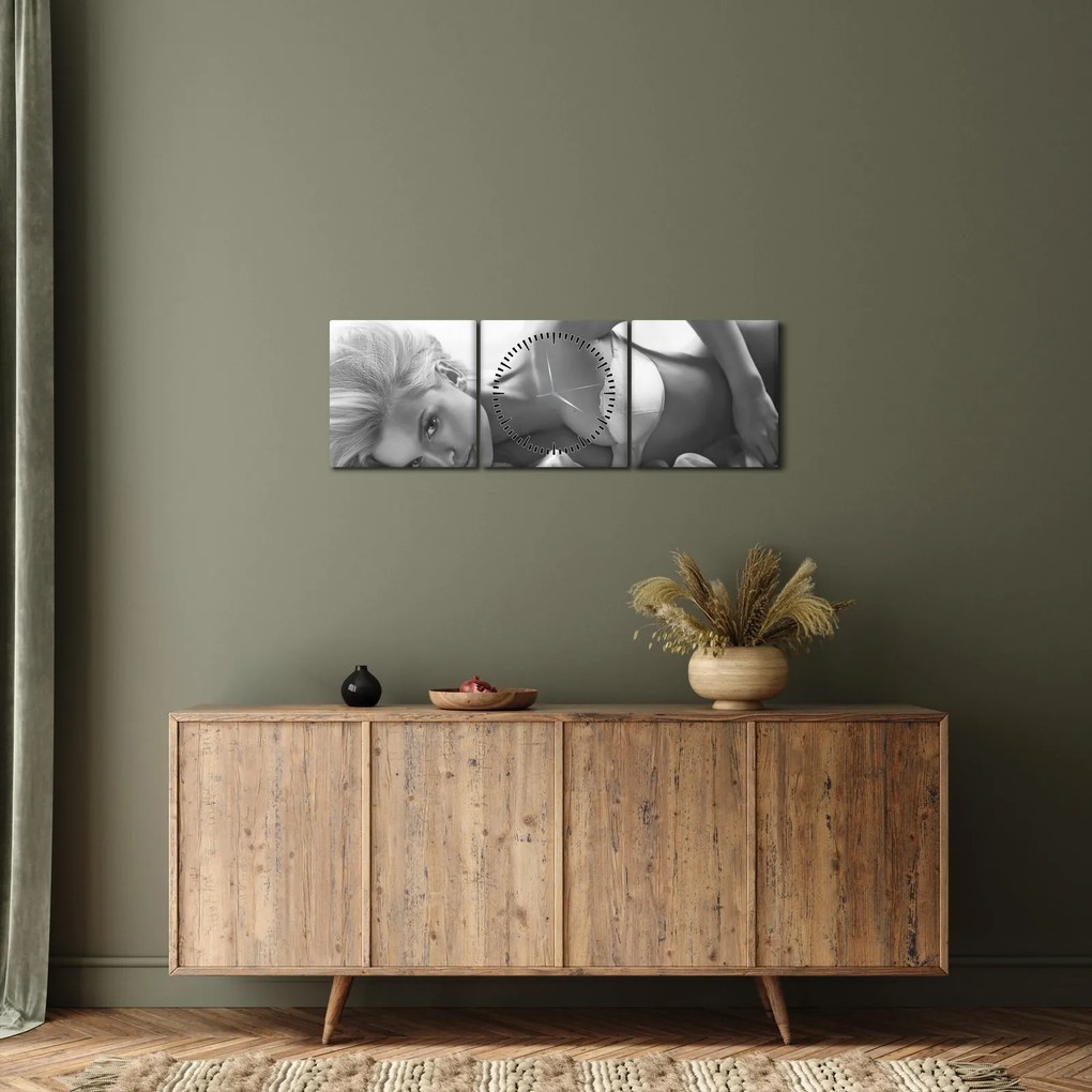 Obraz - Čiernobiele boudoir (s hodinami) (90x30 cm)