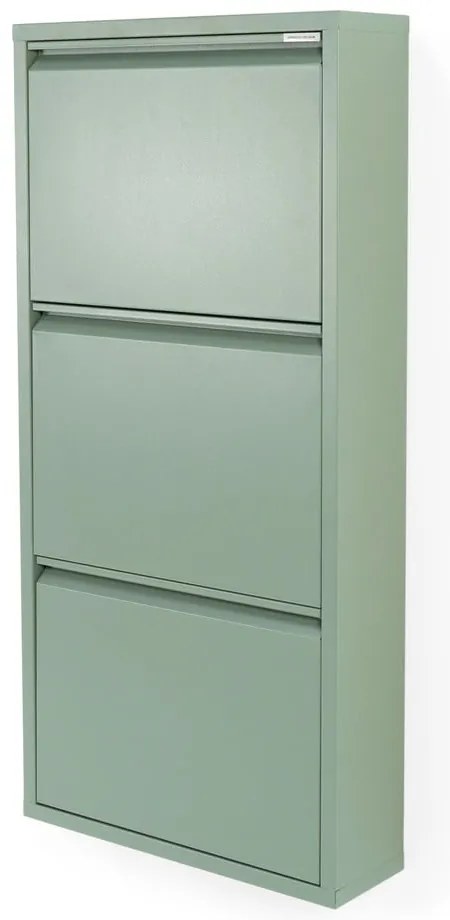 Sivozelená kovová výklopná skrinka na topánky 50x103x15 cm Billy – Spinder Design