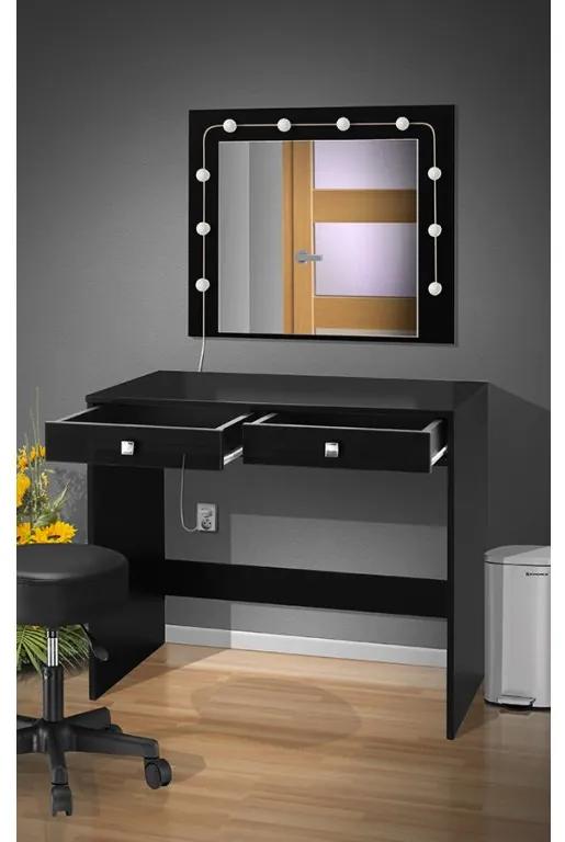 Nabytekmorava Toaletný stolík s LED osvetlením a zrkadlom farba lamina: čierná