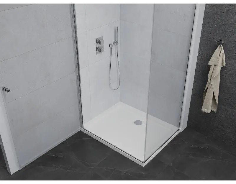Mexen Pretoria sprchovací kút 90 x 100 cm, priehľadný, chróm + plochá sprchová vanička-852-090-100-01-00-4010