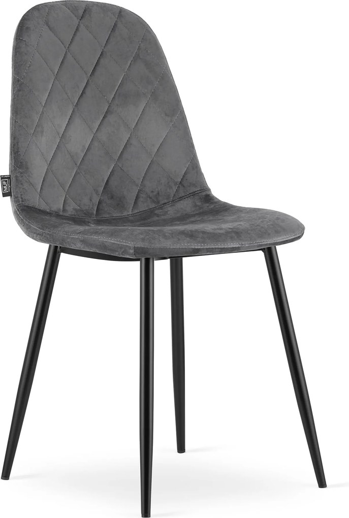 AKCE Tmavo sivá zamatová stolička ASTI s čiernymi nohami II. akosť