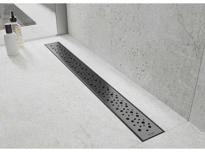 Mexen Flat nerezový sprchový žľab 70 cm, vzor M12 čierna, 1721070-15