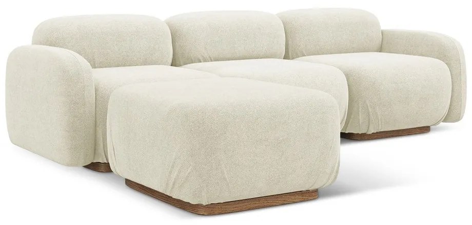 Krémovobiela modulárna rohová pohovka z textílie buklé Ailani – Makamii