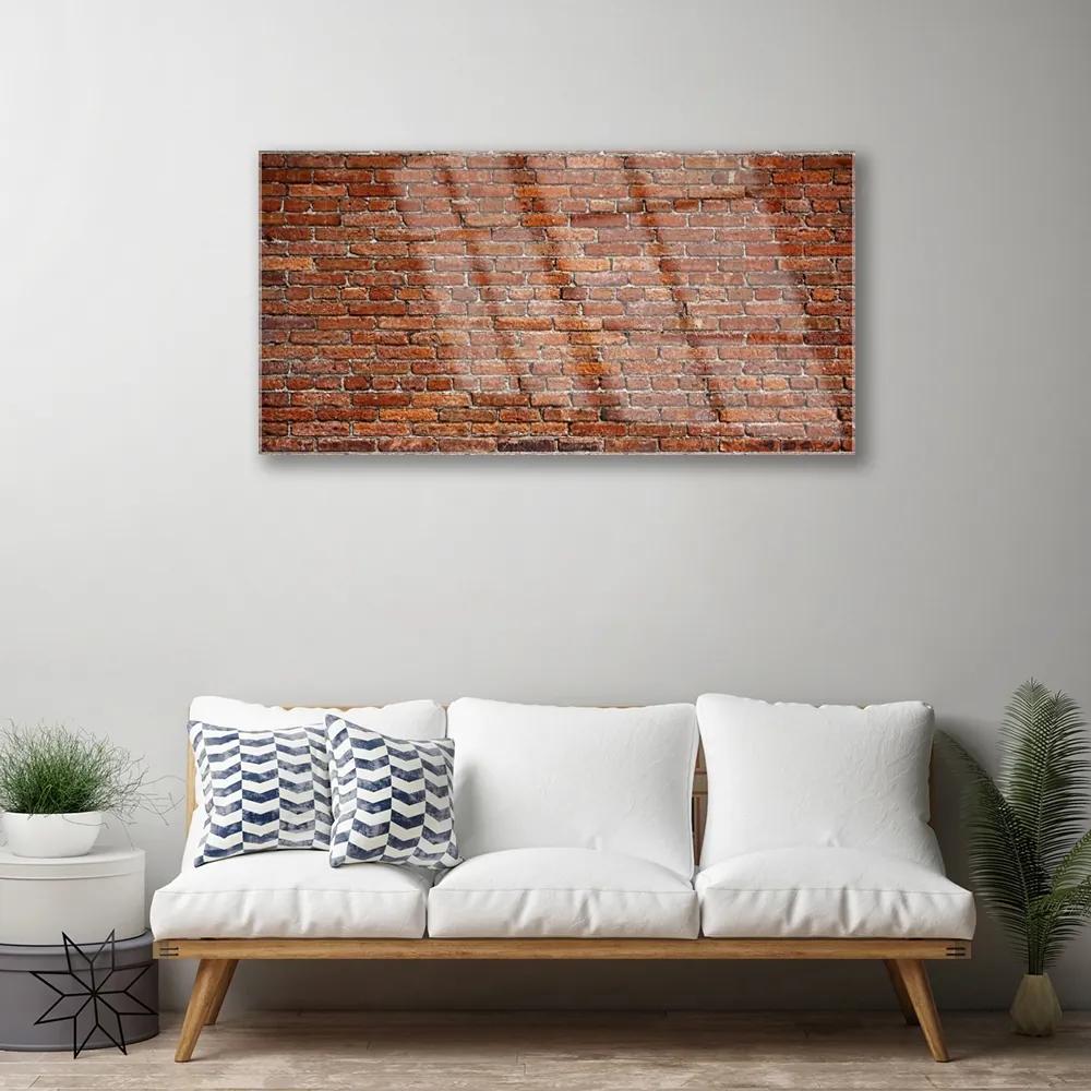 Skleneny obraz Tehlová múr tehly 100x50 cm