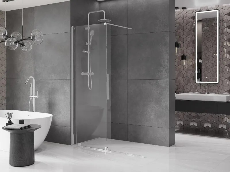 Mexen Velar, posuvné dvere do otvoru typ Walk-In 160 cm, 8mm číre sklo, chrómová, 871-160-000-03-01