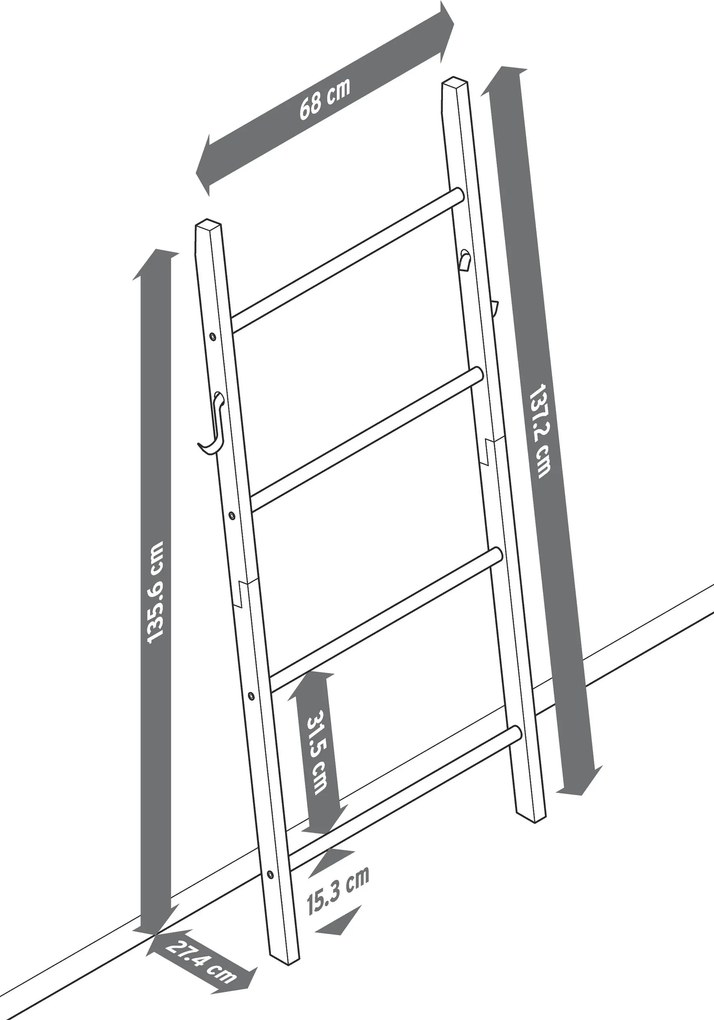 Drevený rebrík s háčikom, žltý