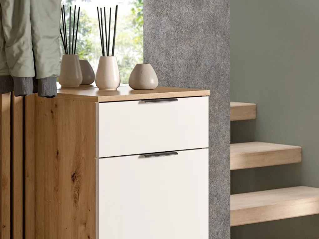 Predsieňová stena Simple, dub artisan/biela