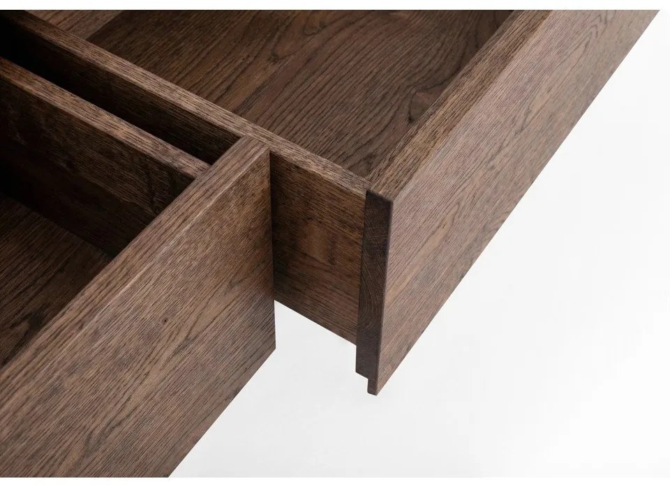 Hnedý TV stolík z dubového dreva 220x45x45 cm Fawn – Gazzda