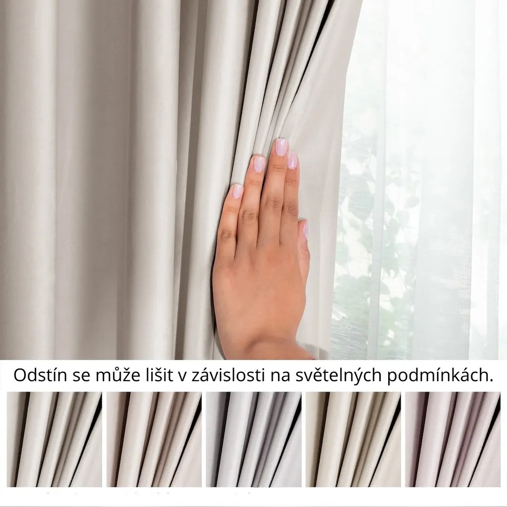 Závěs s multifunkční páskou AmeliaHome Velvet pískově béžový