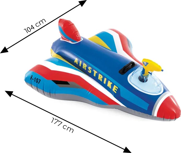 Nafukovací matrac stíhacie lietadlo INTEX s vodným delom pre deti 3+ (57531-BLUE)