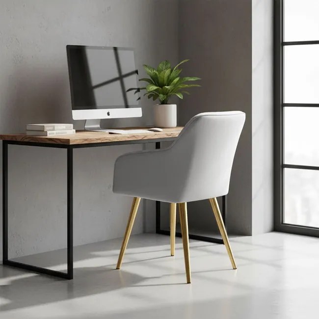 Sada dvoch jedálenských stoličiek LUXANO zamatové, sivé / zlaté nohy (2 ks)