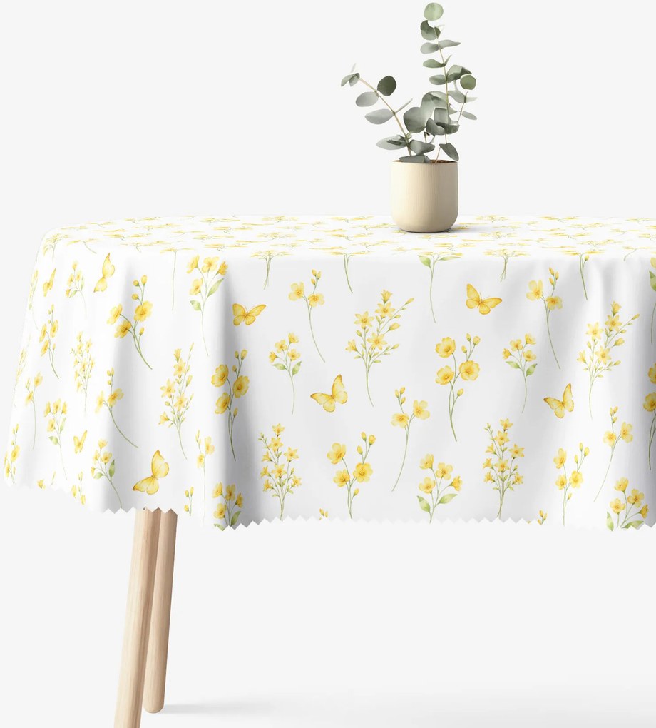 Goldea oválny teflónový obrus - žltá lúka 140 x 180 cm