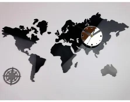 Sammer Hodiny na stenu s mapou sveta v čiernej farbe WorldBlack