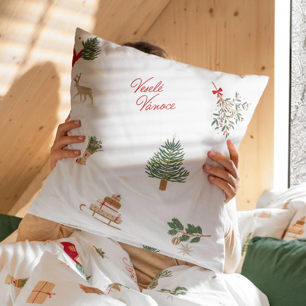 Goldea vianočná bavlnená obliečka na vankúš - české vianoce 70 x 90 cm