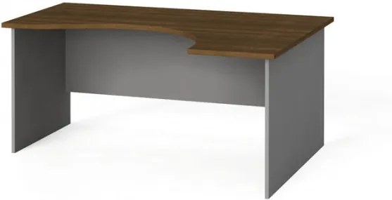 Rohový kancelársky pracovný stôl, zaoblený 160 x 120 cm, orech, pravý