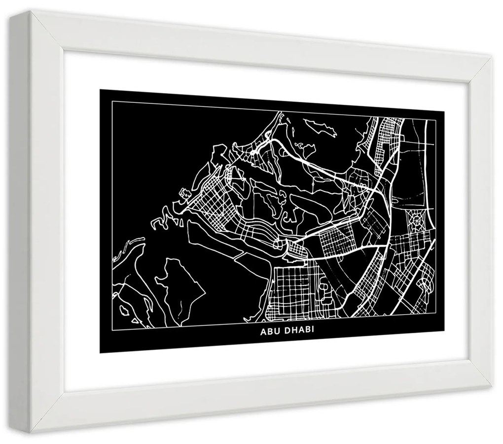 Gario Plagát City plan Abu Dhabi Farba rámu: Bez rámu, Rozmery: 100 x 70 cm