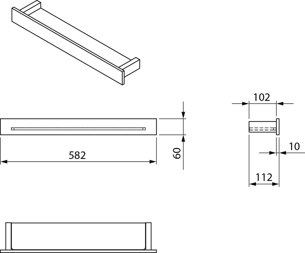 Sapho Sapho, PATRON polica s hrazdou 58cm, čierna, PX582B