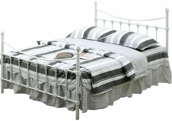TEMPO KONDELA Nieves 140 kovová manželská posteľ s roštom biela
