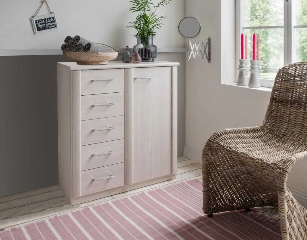 Skrinka so zásuvkami Luxor 93 cm, smrekovec polárny