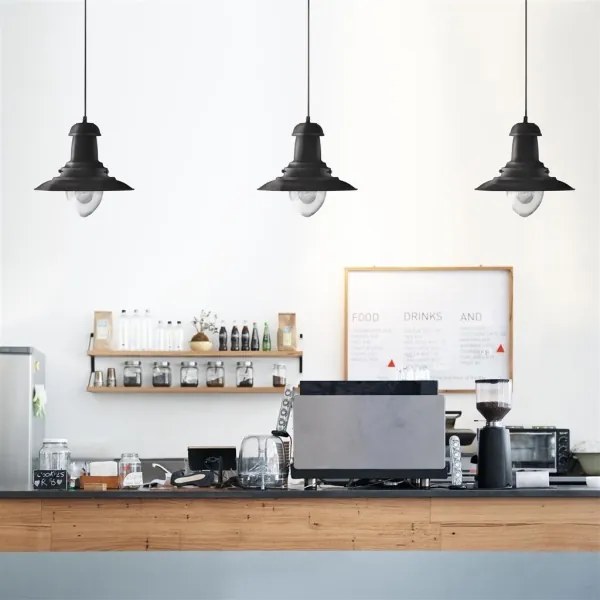 Searchlight 4301BK - Závesné svietidlo na lanku FISHERMAN 1xE27/60W/230V čierne