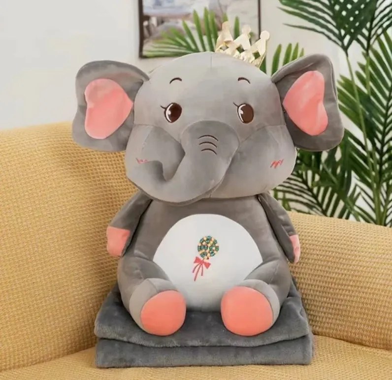 Plyšový SLONÍK s detskou dekou vo vnútri sivý