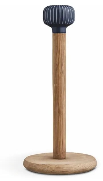 Stojan na papierové utierky z dubového dreva s tmavomodrým detailom z porcelánu Kähler Design Hammershoi
