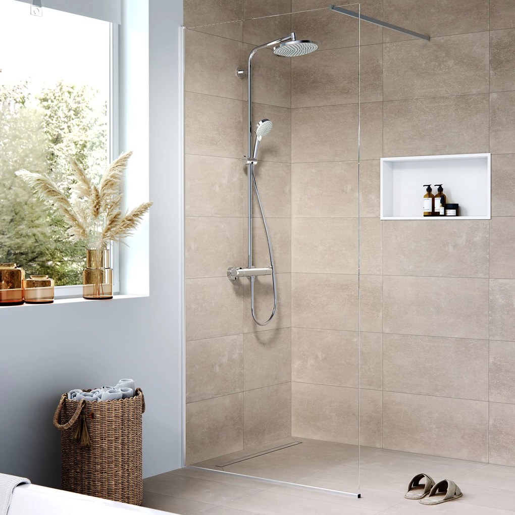 Hansgrohe RainDrain Compact, úplná sada sprchového žľabu 600 pre štandardnú inštaláciu, kartáčovaná nerezová oceľ, HAN-56174800