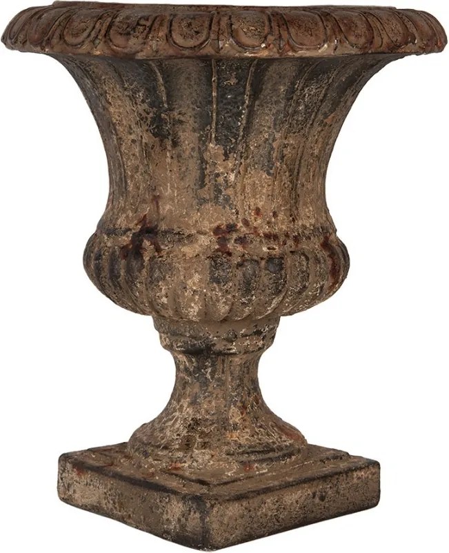 Hnědý antik květináč s patinou – Elegance zašlých časov - Ø 35*40 cm