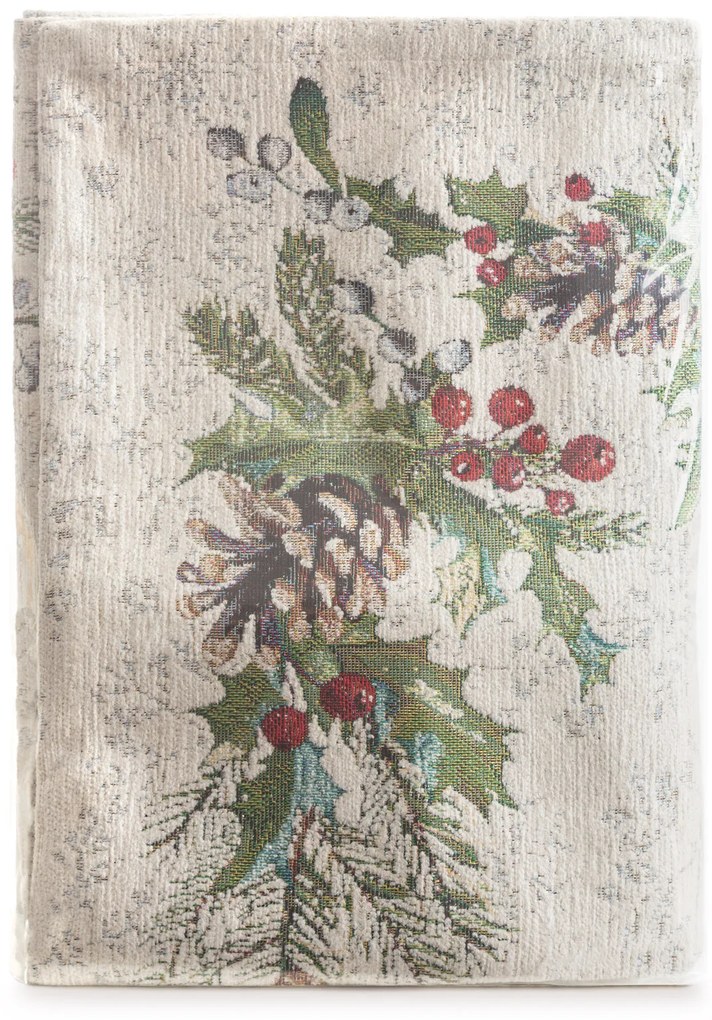 VIANOČNÝ GOBELÍNOVÝ BEHÚŇ NA STÔL PINE 45X140 CM VZOROVANÁ