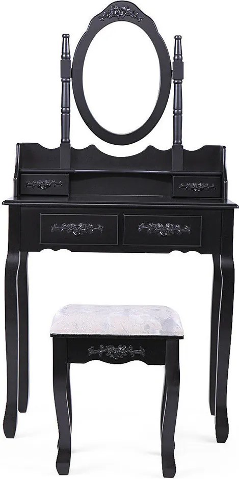 Toaletný stolík s taburetkou- Rome, čierny