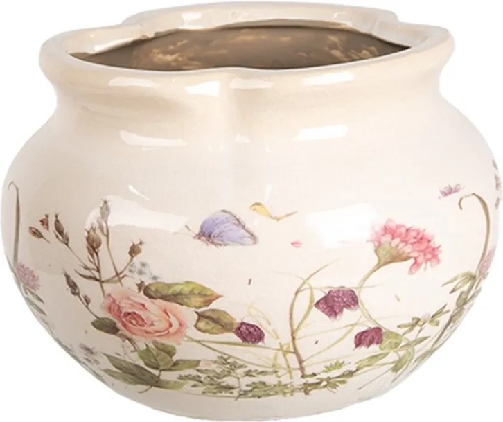 Keramický obal na kvetináč s lúčnymi kvetmi Flowers of Love S - Ø 17*12 cm