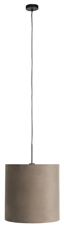 Závesné svietidlo s taupe zamatovým tienidlom so zlatom 40 cm - Combi