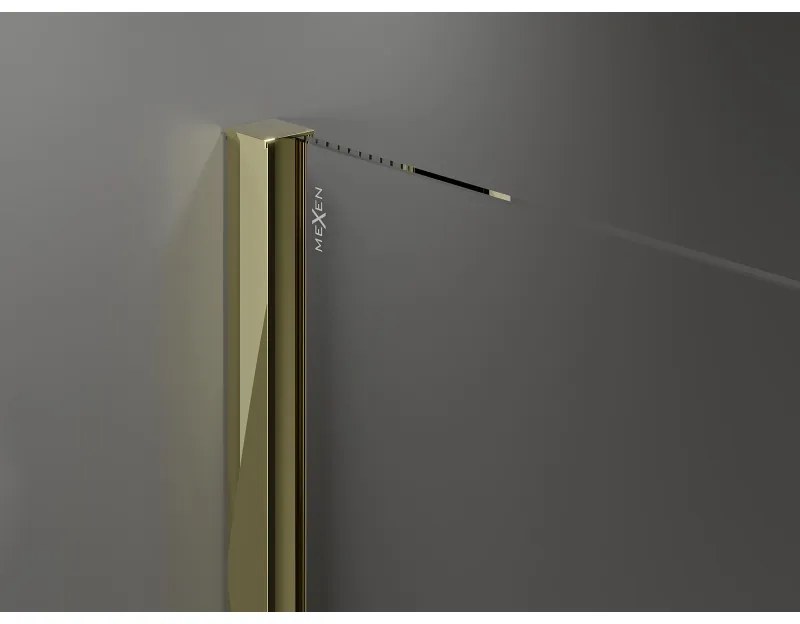 Mexen Velar, posuvné sprchové dvere do otvoru 120 cm, 8mm šedé sklo, zlatá lesklá, 871-120-000-41-50