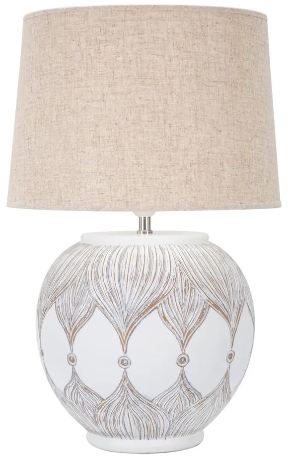 Stolová lampa s textilným tienidlom v bielo-zlatej farbe (výška 59 cm) Atene – Mauro Ferretti