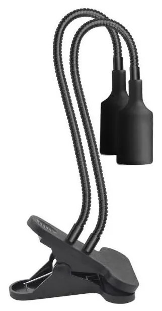 Flexibilná stolná lampa s klipom PLANTY 2xE27/30W/230V čierna