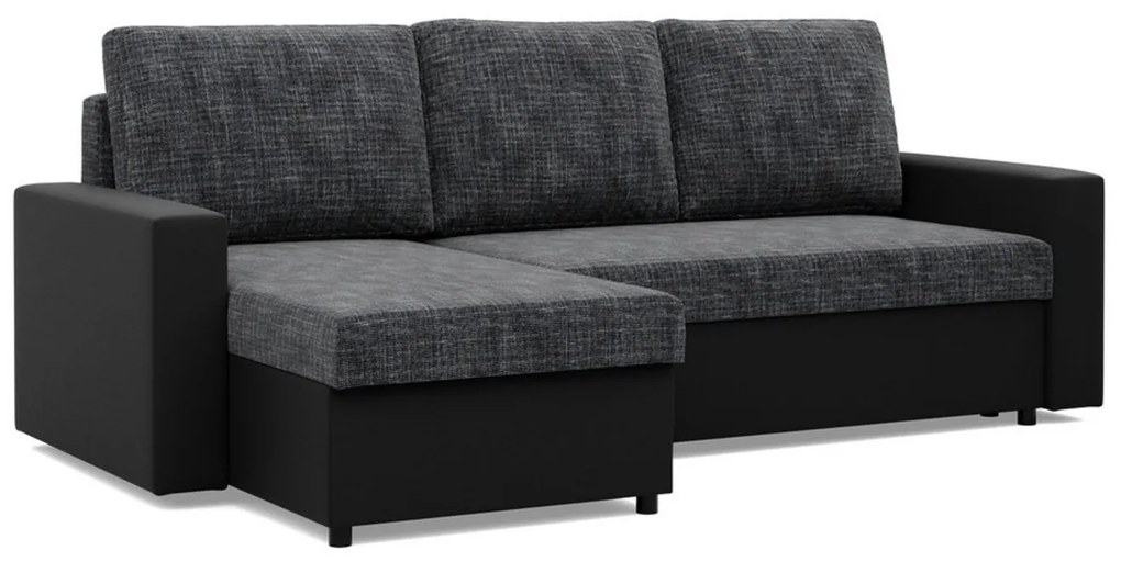 Rohová rozkladacia sedacia súprava LUNA Sivá/čierna I