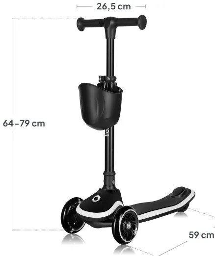 Lionelo - Detská kolobežka MEY 3xAAA Čierny Onyx