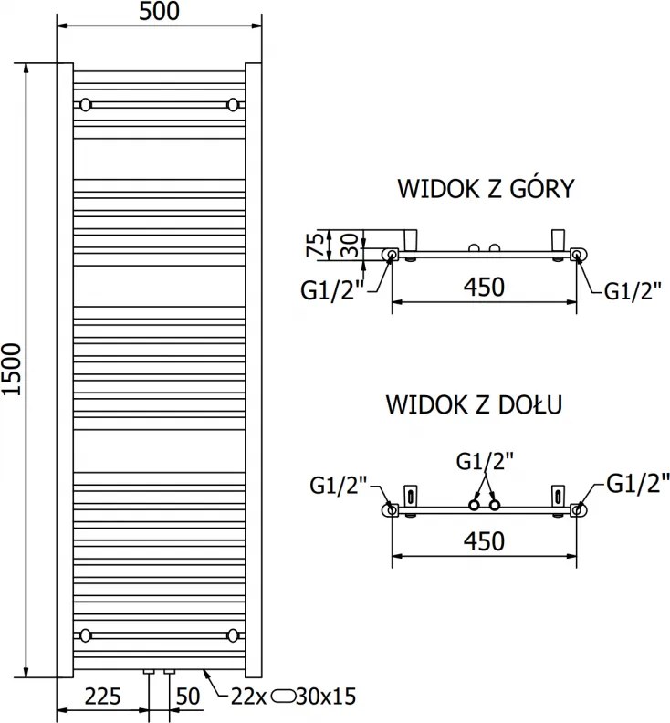 Mexen Hades, elektrické vykurovacie teleso 1500 x 500 mm, 900 W, biela, W104-1500-500-2900-20